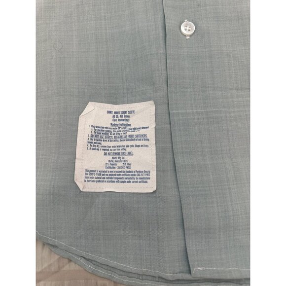 Vintage Men's FLYING CROSS Uniform Shirt - Green Short Sleeve Size Small 10 1/2 - Picture 7 of 11